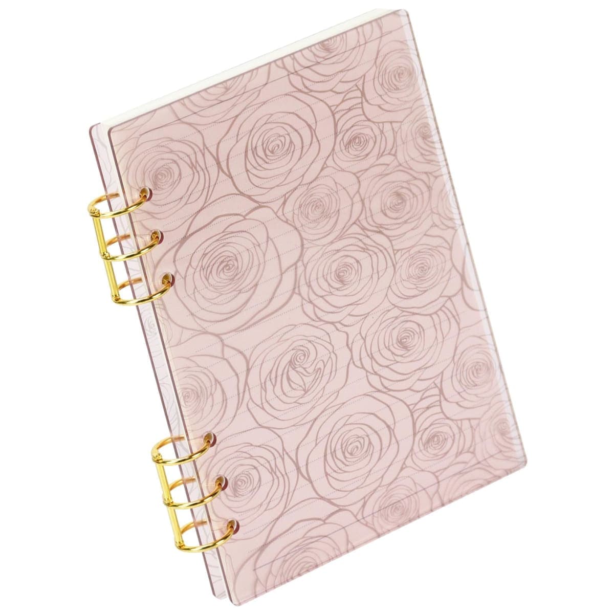 MultiBey A5 6-Ring Pink Acrylic Binder Notebook Cover, Gold Round Ring — image 1