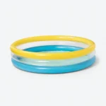 Sun Squad 3-ring inflatable pool float, blue and yellow, perfect for summer fun in Toronto, Oakville, and Mississauga.