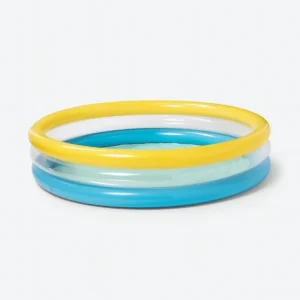 Sun Squad 3-ring inflatable pool float, blue and yellow, perfect for summer fun in Toronto, Oakville, and Mississauga.