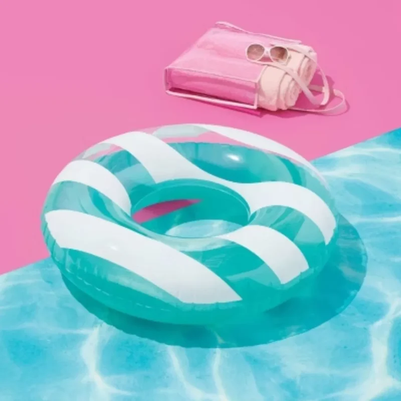 31" Sun Squad mint green and white inflatable swim tube, perfect for summer fun in Toronto pools.