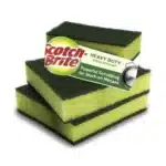 Six green and yellow 3M Scotch-Brite heavy-duty scrub sponges; one side scrubby, one side absorbent.