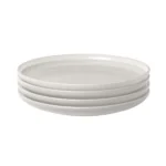 Set of four light gray 6-inch appetizer plates, perfect for serving snacks or appetizers.