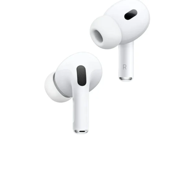 Apple AirPods Pro 2 in white, wireless earbuds with MagSafe charging case.