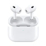 Apple AirPods Pro 2 in white, wireless earbuds with MagSafe charging case.