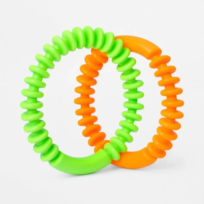 Brand new Sun Squad Easy Grip Diving Rings, green and orange, set of two.