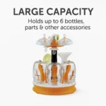 Baby Brezza Electric Steam Sterilizer and Dryer, white, sterilizing baby bottles and accessories.