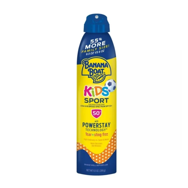 Banana Boat Ultra Sport Sunscreen Spray SPF 50+, new formula, 170g, white and orange bottle.