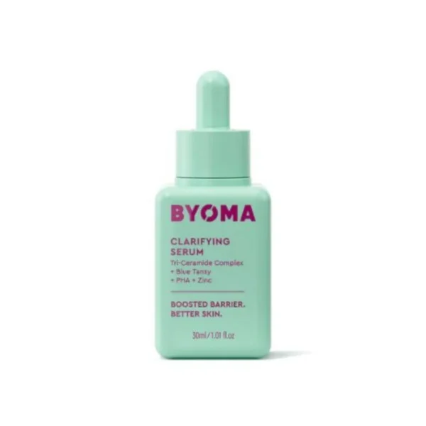BYOMA BALANCE & CLARIFY Clarifying Serum, 30ml, blue bottle, for blemish-prone skin.