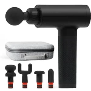 Sharper Image Power Percussion Deep Tissue Massager in black and grey, with multiple massage heads.