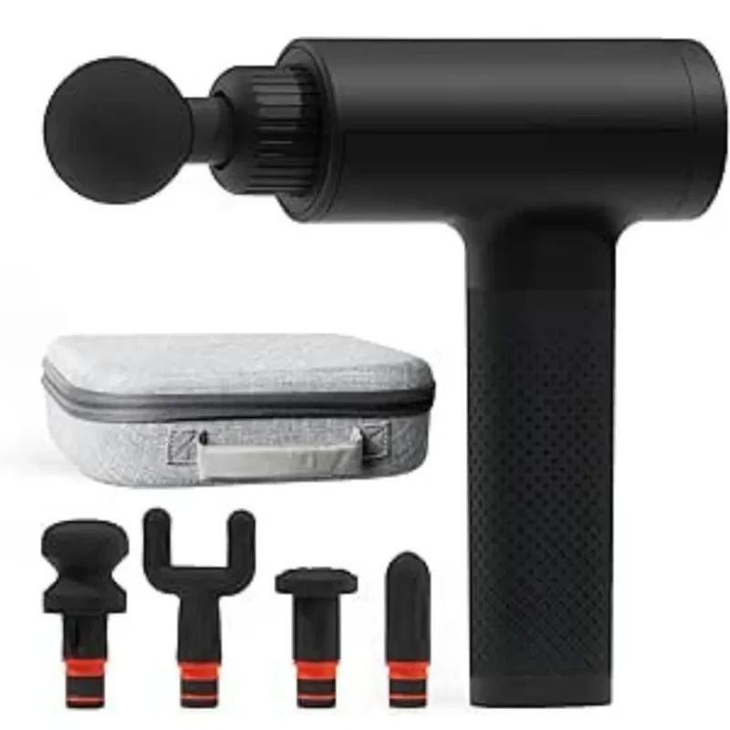 Sharper Image Power Percussion Deep Tissue Massager in black and grey, with multiple massage heads.