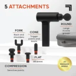 Sharper Image Power Percussion Deep Tissue Massager in black and grey, with multiple massage heads.