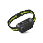 Fluorescent green dog bark collar with 5 adjustable sensitivity levels. Quiet your dog.