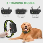 Fluorescent green dog bark collar with 5 adjustable sensitivity levels. Quiet your dog.