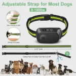 Fluorescent green dog bark collar with 5 adjustable sensitivity levels. Quiet your dog.