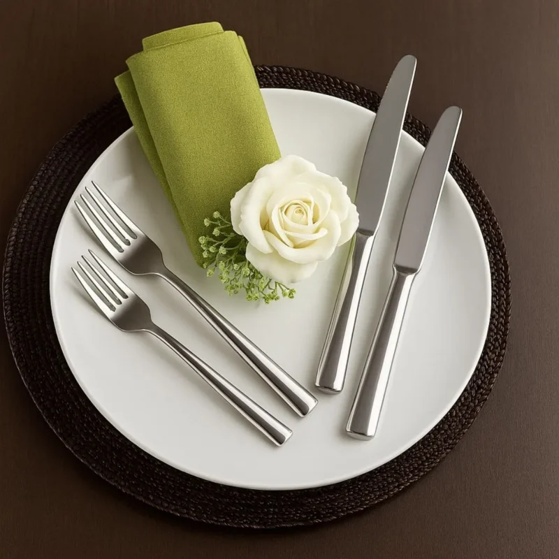 20-piece FORTESSA Bistro stainless steel flatware set, mirrored finish, service for 4.