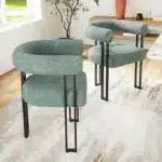 Pair of Farini solid wood dining chairs with upholstered seats, multiple color options available.