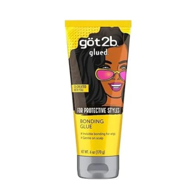 Got2B Glued Bonding Glue, 6 oz, clear, long-lasting hold for wigs, gentle on scalp.