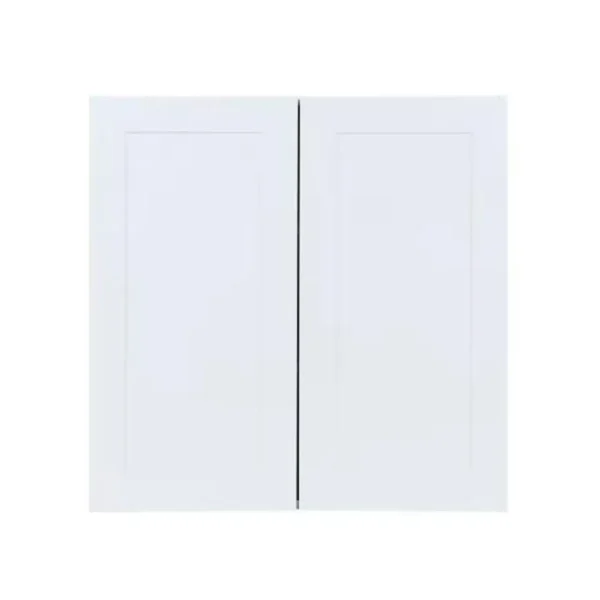 Hampton Bay Edson 30-inch Grey Shaker Kitchen Wall Cabinet, assembled, 2 adjustable shelves, soft close.
