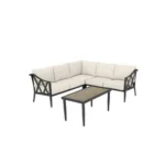 Relax in style with the Hampton Bay Harmony Hill 3-Piece Outdoor Sectional. Almond cushions and black steel frame.