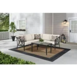 Relax in style with the Hampton Bay Harmony Hill 3-Piece Outdoor Sectional. Almond cushions and black steel frame.