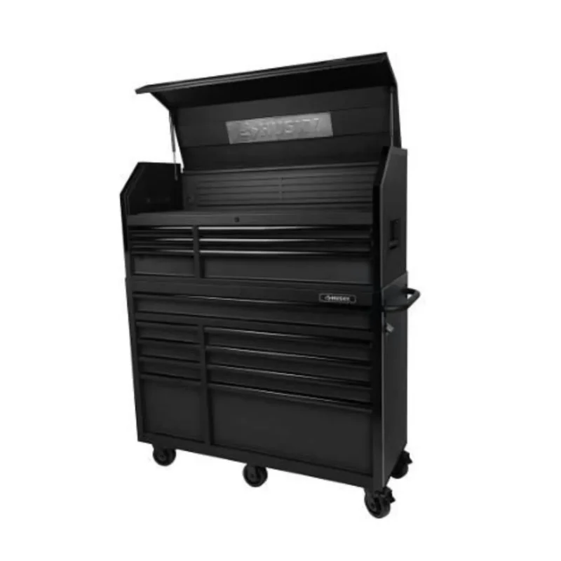 Husky Heavy-Duty 52" Matte Black 15-Drawer Tool Chest and Cabinet Combo