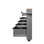Husky 52" 9-Drawer Mobile Workbench with Solid Wood Top in Gloss Gray. Heavy-duty steel construction, perfect for garage organization.