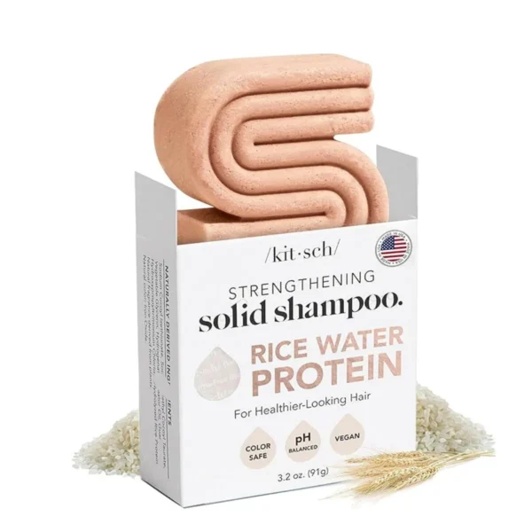 Kitsch Strengthening Solid Shampoo Bar, Rice Water Protein, White Tea & Mandarin