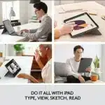 Logitech Combo Touch Keyboard Case for 12.9-inch iPad Pro (5th & 6th gen) in Oxford Gray. Detachable keyboard, trackpad, and kickstand.