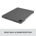 Logitech Combo Touch Keyboard Case for 12.9-inch iPad Pro (5th & 6th gen) in Oxford Gray. Detachable keyboard, trackpad, and kickstand.