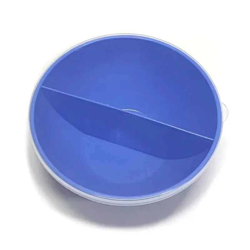 Blue Lucky Star divided split bowl with clear lid, perfect for lunch, cereal, or snacks.
