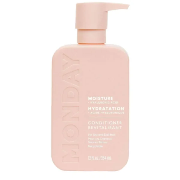 MONDAY Haircare Moisture Conditioner, 350ml, pink bottle, hydrating and nourishing for dry hair.