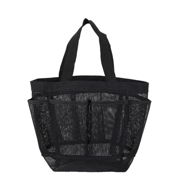Attmu black mesh shower bag hanging organizer for toiletries, gym, travel, dorm