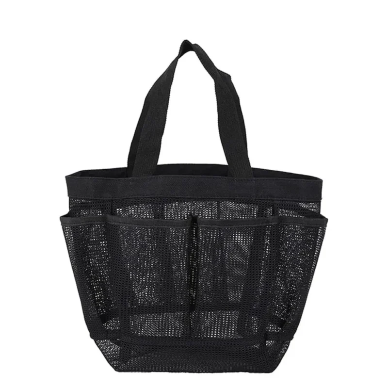 Attmu black mesh shower bag hanging organizer for toiletries, gym, travel, dorm