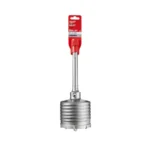 Milwaukee 4-inch x 11-3/8-inch SDS-MAX Core Bit, black and red, for concrete and masonry drilling.