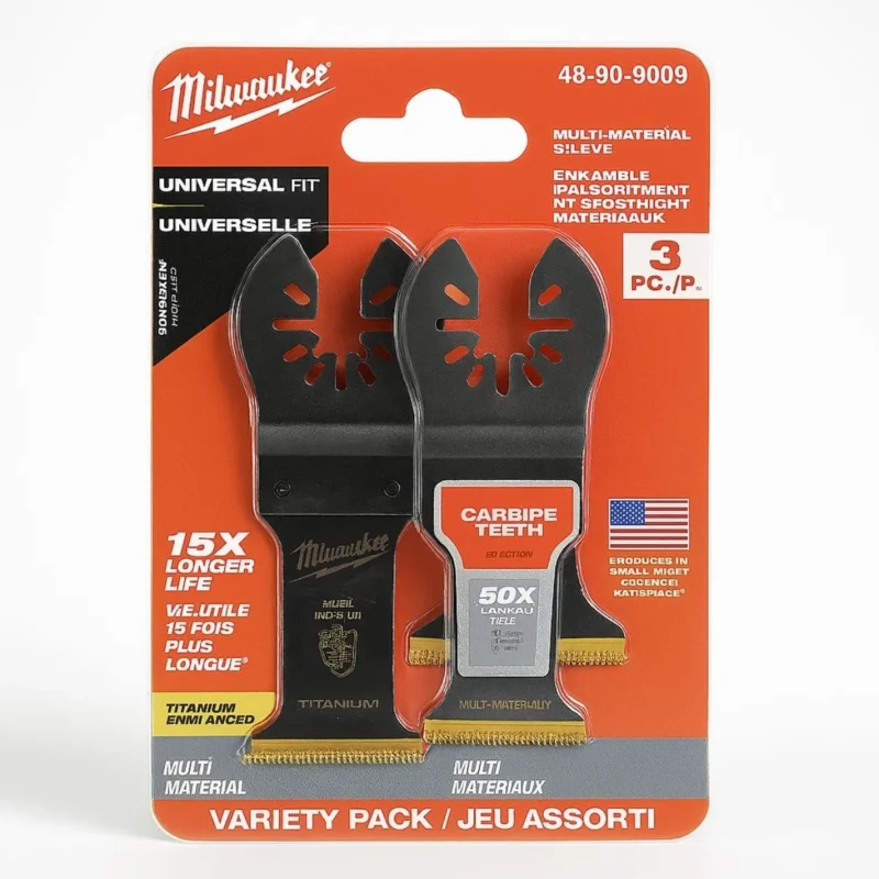 Milwaukee 48-90-9009 multi-material oscillating blades, 5-piece set, silver, for wood, metal, plastic, drywall