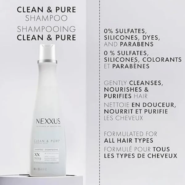 Nexxus Clean & Pure Moisture Conditioner, 400ml, paraben-free, silicone-free, for all hair types.