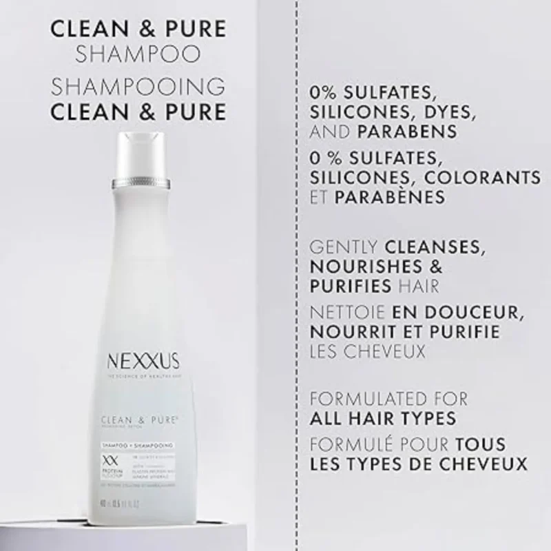 Nexxus Clean & Pure Moisture Conditioner, 400ml, paraben-free, silicone-free, for all hair types.