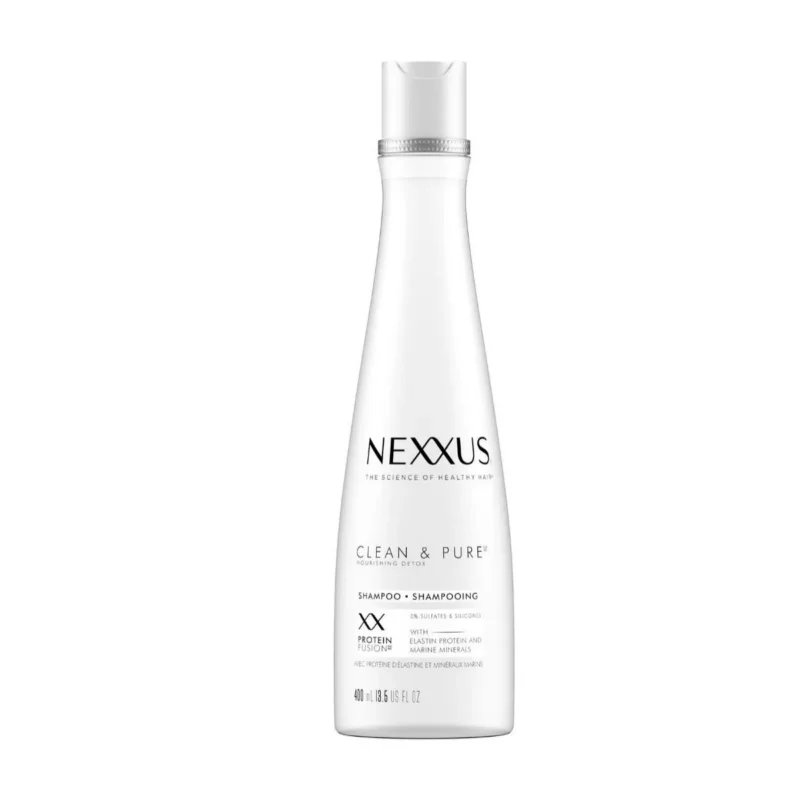 Nexxus Clean & Pure Moisture Shampoo, 400ml, paraben, silicone, and dye-free, for smooth and soft hair.