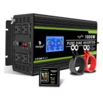 Novopal 1500W Pure Sine Wave Power Inverter with 4 AC Outlets, USB Port, and Remote Control. Black.