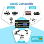 Novopal 1500W Pure Sine Wave Power Inverter with 4 AC Outlets, USB Port, and Remote Control. Black.