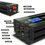 Novopal 1000-watt power inverter with 4 AC outlets, USB port, remote, and LCD display.