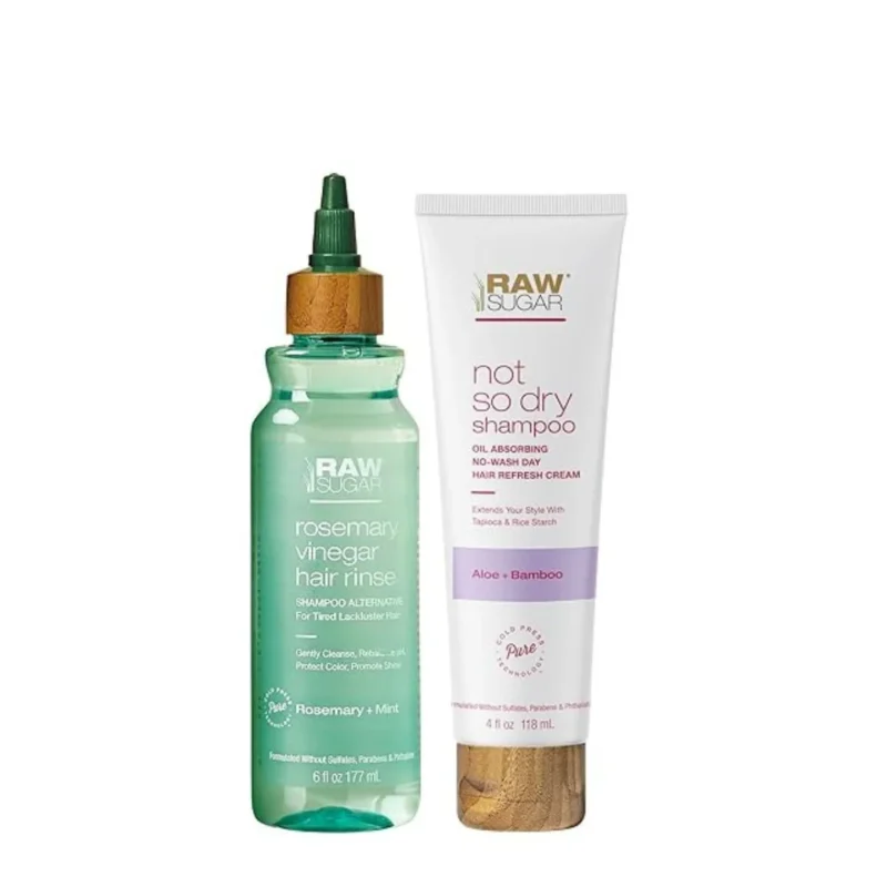 Raw Sugar Hair Care Kit: Rosemary + Apple Cider Vinegar Rinse & Dry Shampoo. Sulfate & Paraben-Free. Vegan & Cruelty-Free.