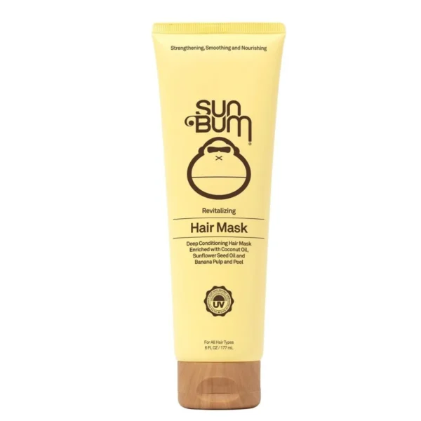 Sun Bum Revitalizing Hair Mask: Coconut oil, banana, sunflower seed oil & quinoa protein for soft, healthy hair.