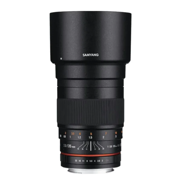 Rokinon 135mm f/2.0 ED UMC Telephoto Lens for Canon DSLRs, black, professional portrait & astrophotography lens.