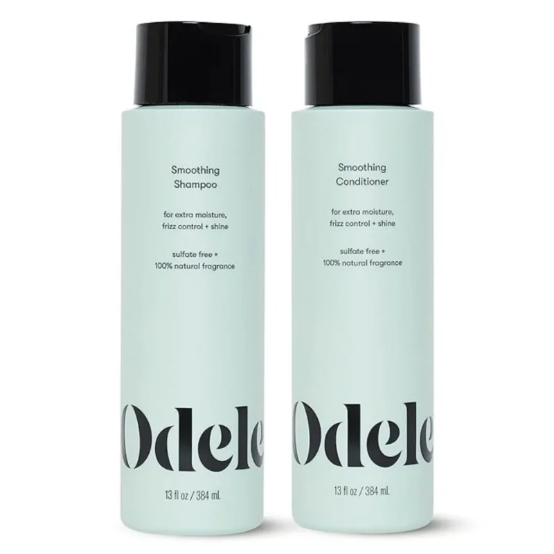 Odele Sulfate-Free Smoothing Shampoo & Conditioner Set, 2 x 13 fl oz, for all hair types. White bottles.