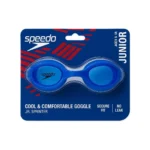 Blue Speedo Junior Sprinter Swim Goggles, secure fit, anti-fog, UV protection, ages 6-14.