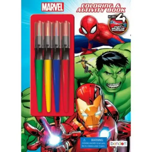 Spider-Man and Avengers paintbrush marker activity book, 32 pages of fun!