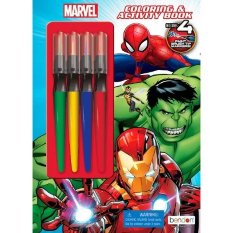 Spider-Man and Avengers paintbrush marker activity book, 32 pages of fun!