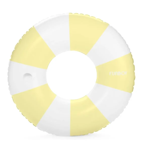 Yellow and white Sun Squad inflatable bungalow pool float, perfect for summer fun in Toronto, Oakville and Mississauga.