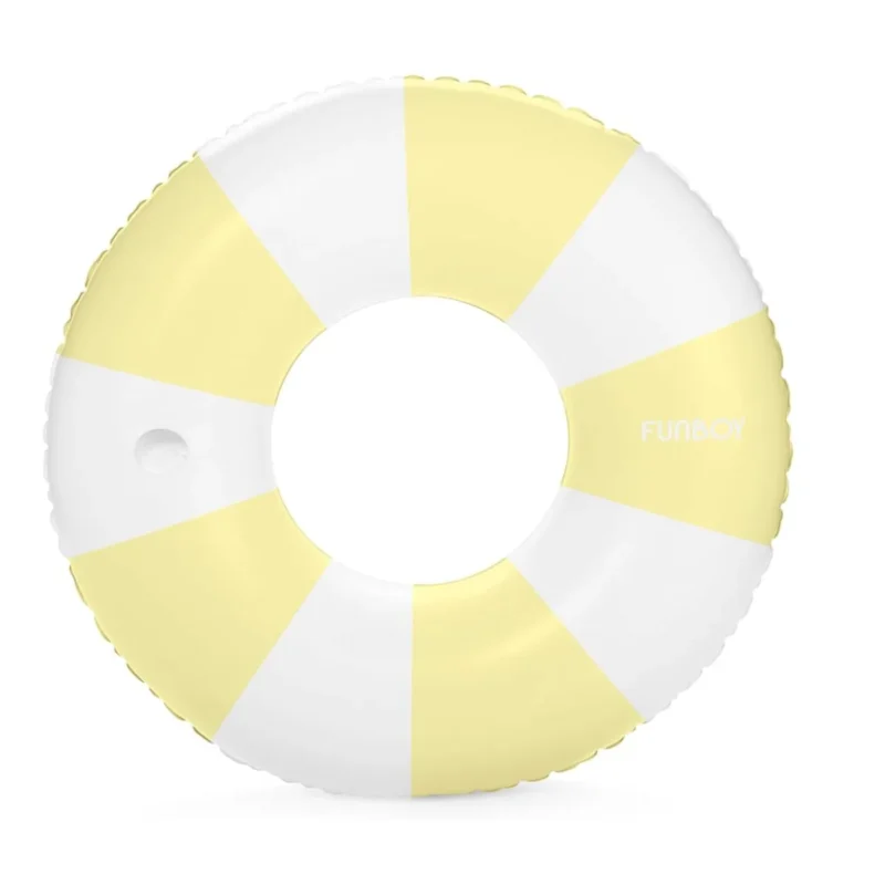 Yellow and white Sun Squad inflatable bungalow pool float, perfect for summer fun in Toronto, Oakville and Mississauga.